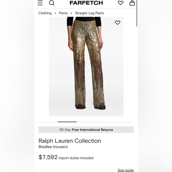 Ralph Lauren Collection Embellished Tulle Pants Metallic Sequin Sheer Gold 6 $5K - Picture 8 of 17
